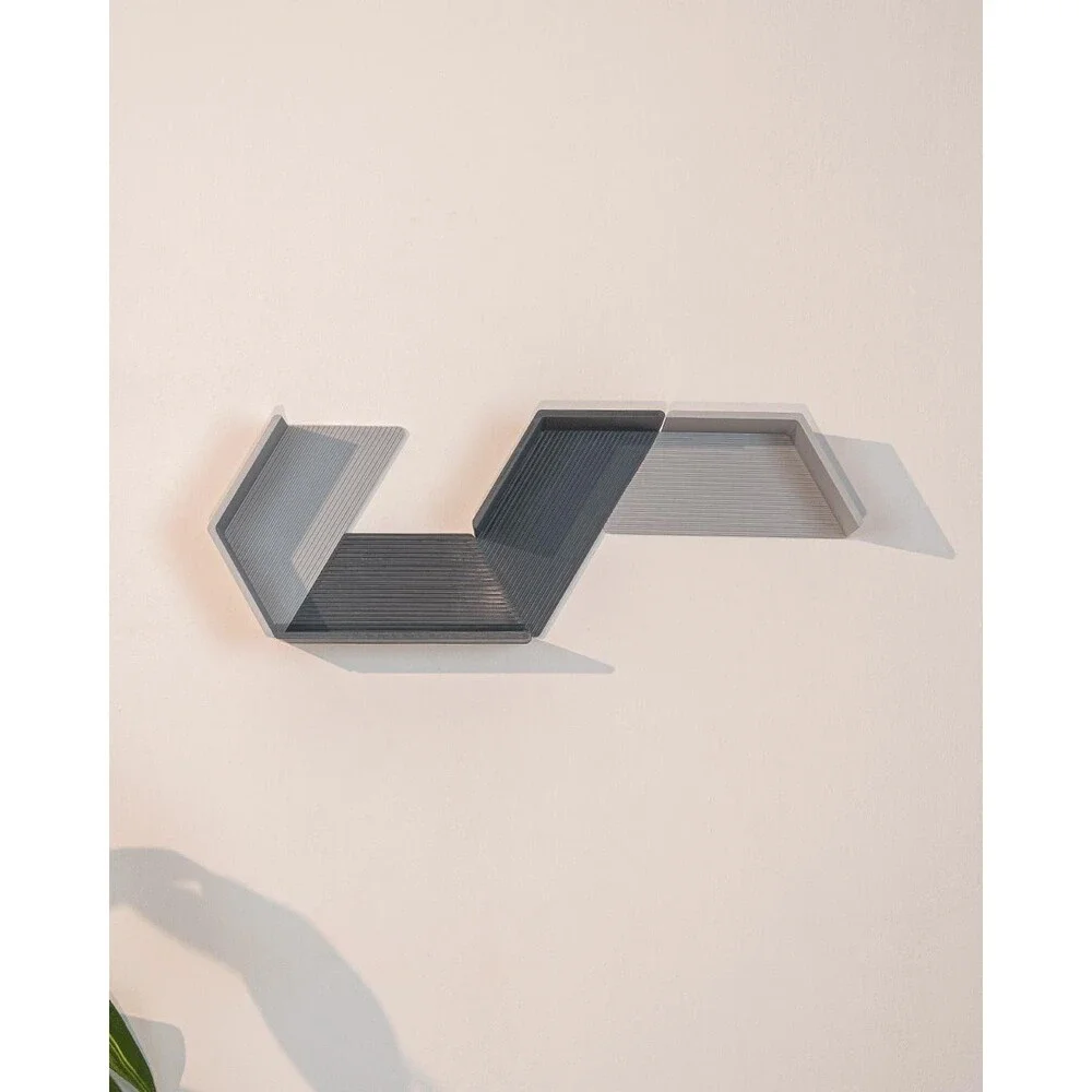 Set of 4 Modular Hexagon Wall Shelves, Geometric Floating Shelf Set, Modern 3D P